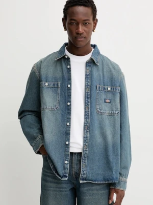 Dickies koszula jeansowa męska kolor granatowy regular z kołnierzykiem klasycznym DK0A87PX