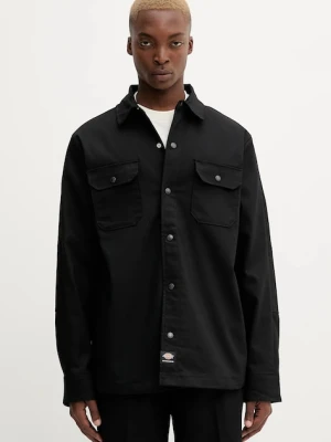 Dickies koszula męska kolor czarny regular z kołnierzykiem klasycznym DK0A8673