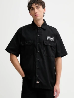 Dickies koszula męska kolor czarny relaxed z kołnierzykiem klasycznym DK0A88HT