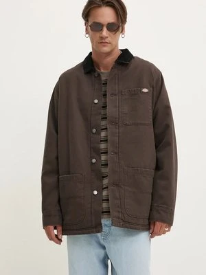 Dickies kurtka Duck High Pile Flce Line Chore Jacket męska kolor brązowy przejściowa DK0A4XGA