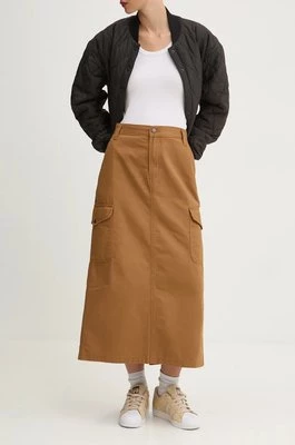 Dickies spódnica bawełniana DUCK CANVAS kolor brązowy midi rozkloszowana DK0A4Z2R