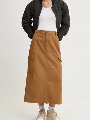 Dickies spódnica bawełniana DUCK CANVAS kolor brązowy midi rozkloszowana DK0A4Z2R