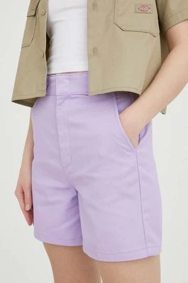 Dickies szorty damskie kolor fioletowy gładkie high waist