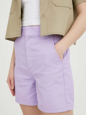 Zdjęcie produktu Dickies szorty damskie kolor fioletowy gładkie high waist