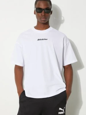 Dickies t-shirt bawełniany ENTERPRISE TEE SS męski kolor biały z nadrukiem DK0A4YRN