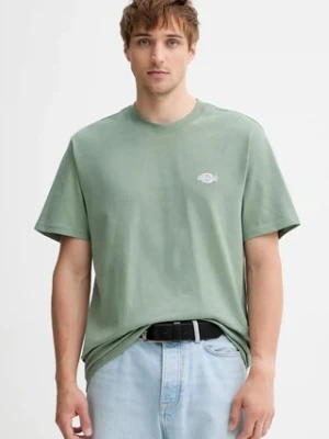 Dickies t-shirt bawełniany kolor zielony z aplikacją