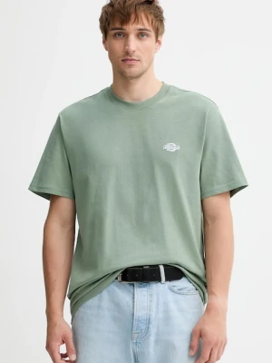 Dickies t-shirt bawełniany kolor zielony z aplikacją