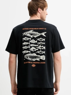 Dickies t-shirt bawełniany męski kolor czarny z nadrukiem DK0A87QG