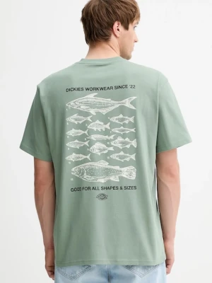 Dickies t-shirt bawełniany męski kolor zielony z nadrukiem DK0A87QG