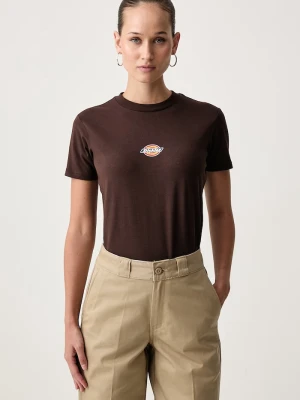 Dickies T-shirt damski bawełniany z elastanem brązowy