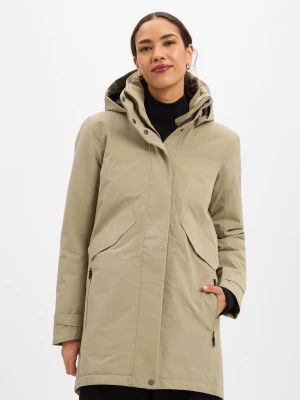 Didriksons Damska kurtka przeciwdeszczowa Kobiety Sztuczne włókno beżowy jednolity,