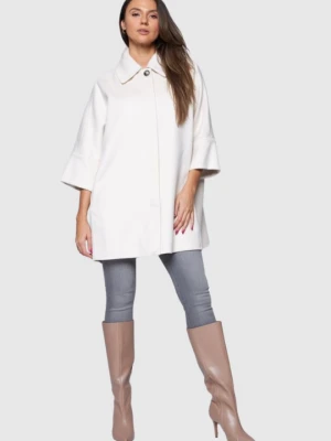 DIEGO M Wełniany płaszcz damski w kolorze ecru, Rozmiar 40 EU - 44 IT