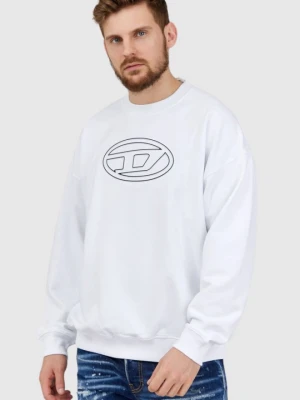 DIESEL Biała bluza męska z wytłaczanym logo, Rozmiar L