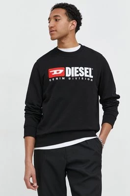 Diesel bluza bawełniana S-GINN-DIV męska kolor czarny z aplikacją