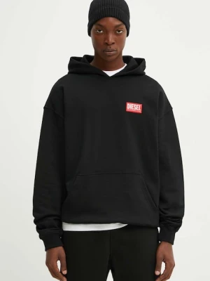 Diesel bluza bawełniana S-BOXT-HOOD-LAB męska kolor czarny z kapturem z aplikacją A14949.0ILAC