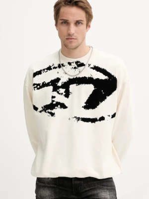 Diesel bluza bawełniana S-BOXT-N5 męska kolor kremowy z nadrukiem A13051.0DQAK