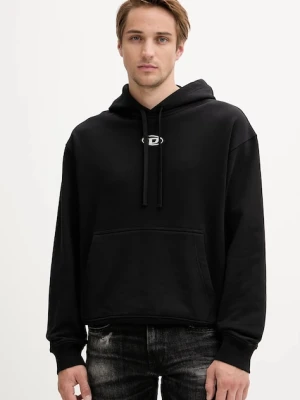 Diesel bluza bawełniana S-MACS-HOOD-OD męska kolor czarny z kapturem z aplikacją A09856.0BMBJ