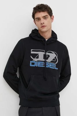 Diesel bluza męska kolor czarny z kapturem z nadrukiem