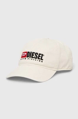 Diesel czapka z daszkiem bawełniana kolor beżowy z aplikacją