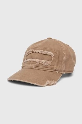 Diesel czapka z daszkiem bawełniana kolor brązowy z aplikacją