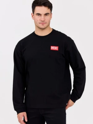 DIESEL Czarny longsleeve męski T-BOXT-LS-LAB z naszywką