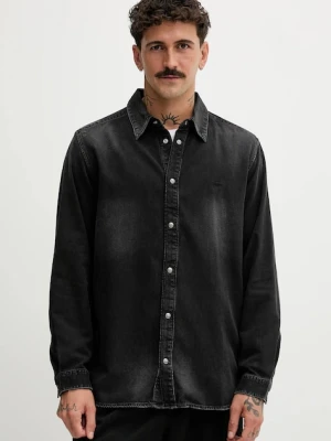Diesel koszula jeansowa D-SIMPLY męska kolor czarny regular z kołnierzykiem klasycznym A03534.0DBDC