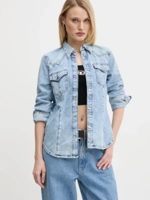 Diesel koszula jeansowa DE-WAVES SHIRT damska kolor niebieski regular z kołnierzykiem klasycznym A09966.068KC