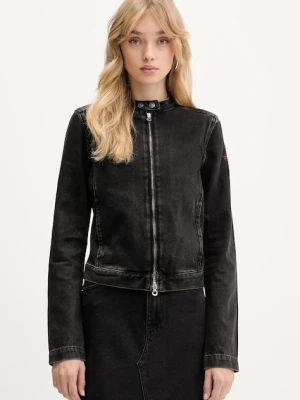 Diesel kurtka jeansowa DE-MORNIN JACKET kolor czarny przejściowa A13434.09I35