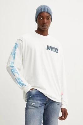 Diesel longsleeve bawełniany T-BOXT-LS-Q15 kolor beżowy z nadrukiem A15019.0AKAK