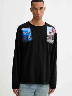 Diesel longsleeve bawełniany T-BOXT-LS-T5 kolor czarny z aplikacją A19468.0PLAT