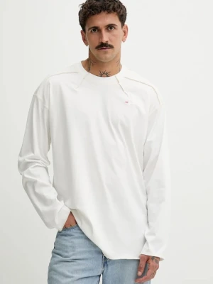 Diesel longsleeve bawełniany T-CRAHOR-BOXT-LS-T1 kolor biały gładki A19464.0NIAX