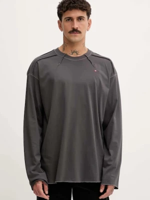 Diesel longsleeve bawełniany T-CRAHOR-BOXT-LS-T1 kolor szary gładki A19464.0NIAX