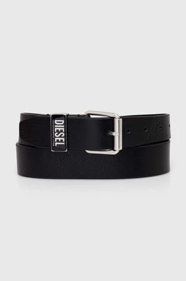 Diesel pasek skórzany B-GLOSSY LOOP BELT męski kolor czarny