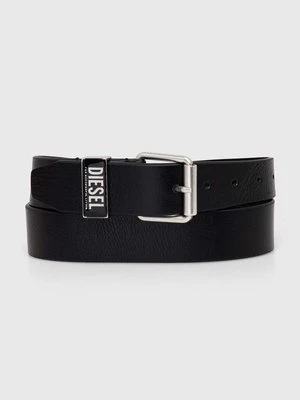 Diesel pasek skórzany B-GLOSSY LOOP BELT męski kolor czarny