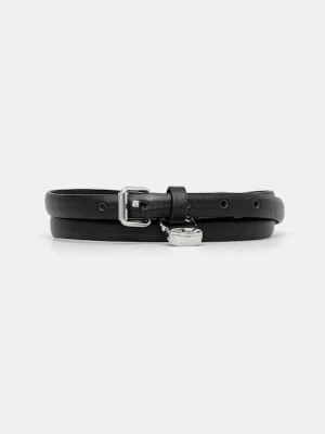 Diesel pasek skórzany DIESEL LOGO B-CHARM HIP damski kolor czarny X09973.PR227