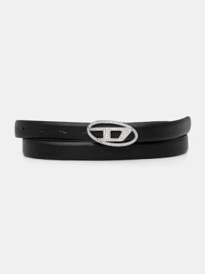 Diesel pasek skórzany OVAL D LOGO B-1DR STRASS 20 damski kolor czarny X09972.P6364