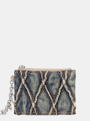 Diesel portfel CHARM-D CARD HOLDER WITH CHAIN damski kolor niebieski X10417.P5570