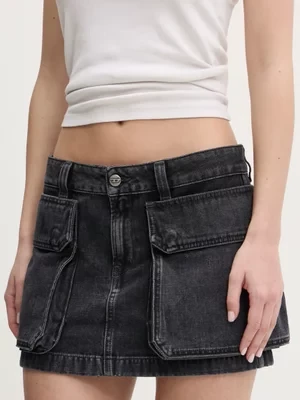 Diesel spódnica jeansowa DE-TON SKIRT kolor szary mini ołówkowa A15784.007Z9