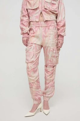 Diesel spodnie damskie kolor różowy fason cargo high waist