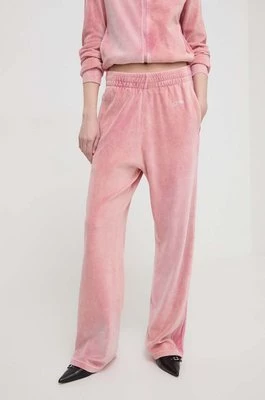 Diesel spodnie dresowe welurowe kolor różowy proste high waist