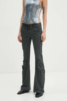 Diesel spodnie P-OWER damskie kolor szary dzwony high waist A14291.0SKAM