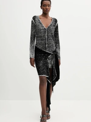 Diesel sukienka lniana M-EGANKNOT kolor czarny mini rozkloszowana A18864.0BJBR