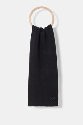 Diesel szalik wełniany K-CODER SCARF kolor czarny gładki A05165.0DAOB