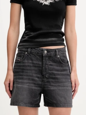 Diesel szorty jeansowe DE-JIRO SHORTS damskie kolor czarny gładkie high waist A19060.0DBEM