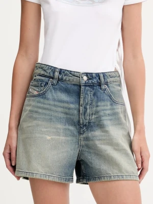 Diesel szorty jeansowe DE-JIRO SHORTS damskie kolor niebieski gładkie high waist A19060.0DBEC