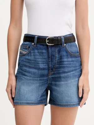 Diesel szorty jeansowe DE-JIRO SHORTS damskie kolor niebieski gładkie high waist A19060.0DBEL