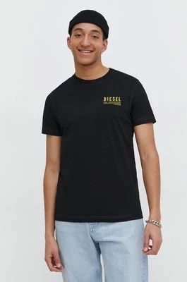 Diesel t-shirt bawełniany męski kolor czarny z nadrukiem