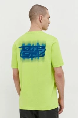Diesel t-shirt bawełniany męski kolor zielony z aplikacją