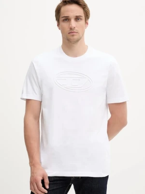 Diesel t-shirt bawełniany T-ADJUST-BIGOVAL męski kolor biały z nadrukiem A17402.0NJBM