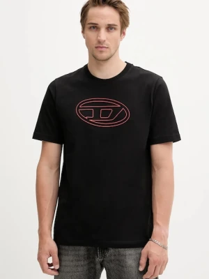 Diesel t-shirt bawełniany T-ADJUST-BIGOVAL męski kolor czarny z nadrukiem A17402.0NJBM